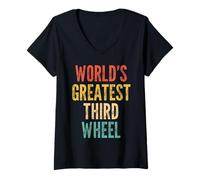 Womens World's Greatest Third Wheel - Retro Funny Saying Sarcastic V-Neck T-Shirt