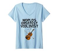 Womens World's Greatest Violinist, Violin Player String Teacher V-Neck T-Shirt