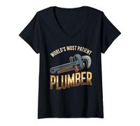 Women's World's Most Patient Plumber V-Neck T-Shirt