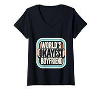 Womens World's Okayest Boyfriend Partner Fun Relationship |- V-Neck T-Shirt
