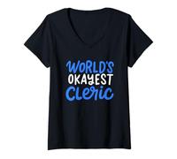 Womens Worlds Okayest Cleric V-Neck T-Shirt