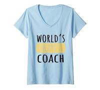 Womens World's Okayest Coach Funny Novelty Coaching Humor V-Neck T-Shirt