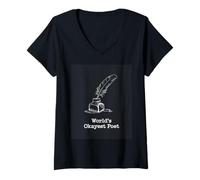 Women's World's Okayest Poet Funny Writer Poetcore V-Neck T-Shirt