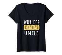 Womens World's Okayest Uncle Funny for Best Uncle V-Neck T-Shirt