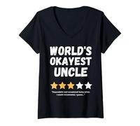 Womens World's Okayest Uncle Funny Gag V-Neck T-Shirt