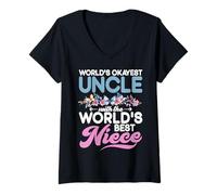 Womens World's Okayest Uncle with The World's Best Niece V-Neck T-Shirt