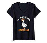Women's World's Silliest Goose On The Loose V-Neck T-Shirt