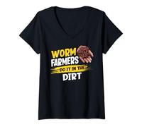 Women's Worm Farmers Do It in The Dirt Funny Worm Farming V-Neck T-Shirt