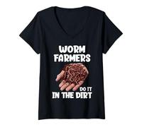 Women's Worm Farmers Do It in The Dirt Funny Worm Farming V-Neck T-Shirt