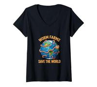 Womens Worm Farms Save The World Compost Recycling Hero V-Neck T-Shirt