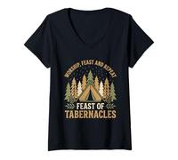Women's Worship Feast and Repeat Feast of Tabernacles Sukkot V-Neck T-Shirt