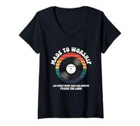 Womens Worship Tshirt Christian Music Retro Cassette Psalms 150:6 V-Neck T-Shirt