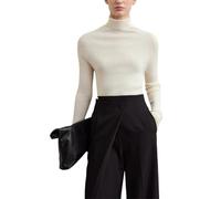 Women's Worsted Wool Turtleneck - Fall Breathable Knitted Base Layer White