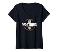 Womens Worthing West Sussex England Coordinates Label 2C V-Neck T-Shirt