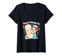 Women's Wound Care Nurse Patch Things Up Kawaii Nursing WOCN Cute V-Neck T-Shirt