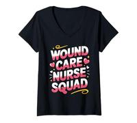 Womens Wound Care Team Pride Color Text Design V-Neck T-Shirt