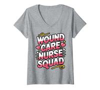 Womens Wound Care Team Pride Color Text Design V-Neck T-Shirt