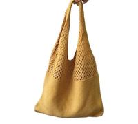 Women's Woven Bag Knitted Handbags Female Large Capacity Totes Women's Pack Summer Beach Bag Big Purses Casual Hollow Woven Shoulder Bags(Yellow)