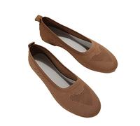 Women's Woven Breathable Knit Flat Pump Shoes Ballet Flats Slip On Round Toe Mesh Trainers Breathable Sport Walking Shoes Lightweight Ladies Athletic Running Shoes Comfortable Outdoor Sneakers
