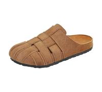 Women's Woven Closed Toe Cork Mules Caged Fisherman Slides - Slip On Suede Clogs Arch Support Summer Sandals Non Slip Casual Shoes for Walking Shopping Indoor Outdoor Daily Wear