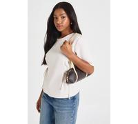 Womens Woven Marl Bow Detail Cinch Waist Top - Cream - 14, Cream