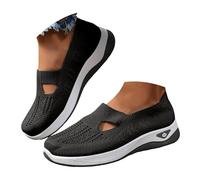 Women's Woven Orthopedic Breathable Soft Shoes Arch Support, Lightweight Closed Toe Summer Sneaker Slip-On Lightweight Flat Soft Shoes Diabetic Foam Walking Shoes