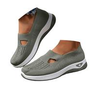 Women's Woven Orthopedic Breathable Soft Shoes Arch Support, Lightweight Closed Toe Summer Sneaker Slip-On Lightweight Flat Soft Shoes Diabetic Foam Walking Shoes
