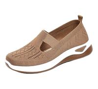 Women's Woven Orthopedic Breathable Soft Sole Shoes Comfort Lightweight Walking Shoes Closed Toe Mesh Summer Sneaker Slip On Non-Slip Trainers (Grown,6.5)