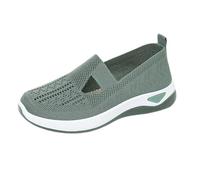 Women's Woven Orthopedic Slip-On Shoes, Breathable Arch Support Non-Slip Soft Sole Wide Width Walking Sneakers (Green,8.5)