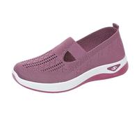 Women's Woven Orthopedic Slip-On Shoes, Breathable Arch Support Non-Slip Soft Sole Wide Width Walking Sneakers (Purple,5)