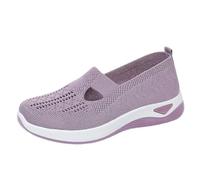 Women's Woven Orthopedic Slip-On Shoes, Breathable Arch Support Non-Slip Soft Sole Wide Width Walking Sneakers (Light Purple,9.5)