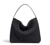 Women's Woven Suede Tote Bag Slouchy Shoulder Bags Trendy Crescent Satchel Purse 2025, Black, M