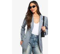 Womens Woven Tailored Cinched Blazer - Grey - 16, Grey