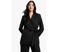 Womens Woven Tailored Wrap Detail Blazer - Black - 10, Black