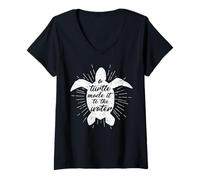Womens Wow A Turtle Made It to The Water Alliance V-Neck T-Shirt