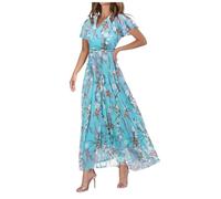 Womens wrap Dresses with Sleeves Dresses for Wedding Guest Summer Night Out Women Linen 2024 Petite for Women Summer Tops Low-Cut Cotton and Linen Flowy Tiered Sundress Navy Blue