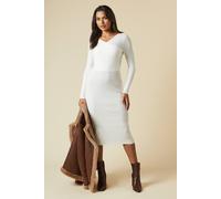 Womens Wrap Front Knitted Midaxi Dress Ivory XL