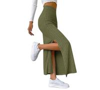 Women's Wrap Skirt High Waisted Long Skirt Side Split Casual Solid Color Slim Fit Comfortable Soft Loose Hem Chic And Elegant Temperament Passe-Partout Winter Skirt