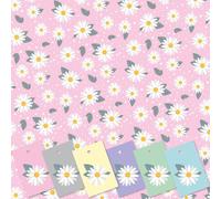 Women's Wrapping paper, daisy design. 5 Sheets of pink gift wrap with 6 different coloured Tags. XL Sheet size (50 x 70cm). Ladies gift wrap with cutting grid on reverse.