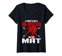 Women's Wrestling Boxing Jiu Jitsu That's My Big Brother On The Mat V-Neck T-Shirt
