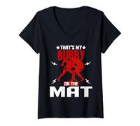 Women's Wrestling Boxing Jiu Jitsu That's My Bubby On The Mat V-Neck T-Shirt