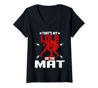 Women's Wrestling Boxing Jiu Jitsu That's My Lola On The Mat V-Neck T-Shirt
