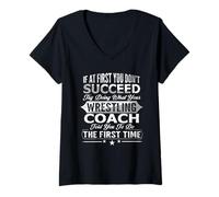 Women's Wrestling Coach Leader Mat Skills Coach Coaching Champions V-Neck T-Shirt