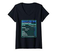 Women's Wrestling Dad Nutritional Facts Funny Quote Pro Wrestler V-Neck T-Shirt