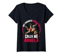 Womens Wrestling Men Funny My Favorite Wrestler Calls Me Abuela V-Neck T-Shirt