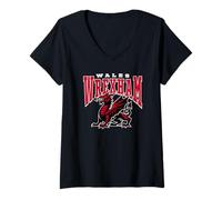 Women's Wrexham Arched Over Fierce Dragon V-Neck T-Shirt