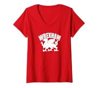 Women's Wrexham Welsh Dragon Flag Wales Souvenirs Cymru Outdoors V-Neck T-Shirt