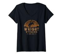 Womens Wright Wyoming WY Wild West Rodeo Cowboy V-Neck T-Shirt