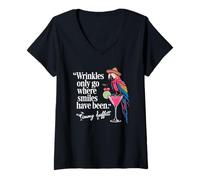Women's Wrinkles Only Go Where Smiles Have Been Cute Parrot Mexican V-Neck T-Shirt
