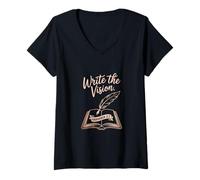 Women's Write The Vision Quill Bible Verse Habakkuk V-Neck T-Shirt